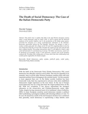 The Death of Social Democracy: the Case of the Italian Democratic Party