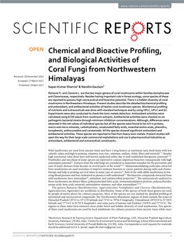 Chemical and Bioactive Profiling, and Biological Activities of Coral Fungi