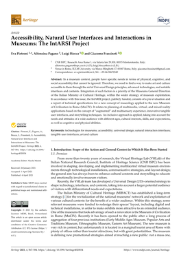 Accessibility, Natural User Interfaces and Interactions in Museums: the Intarsi Project