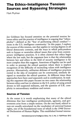 The Ethics-Intelligence Tension: Sources and Bypassing Strategies Mark Phythian