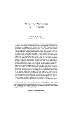 Atheistic Methods in Theology