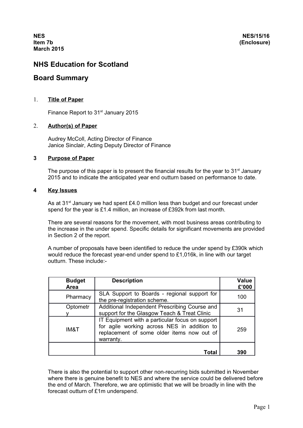 Operating Cost Statement To 31St May 2009