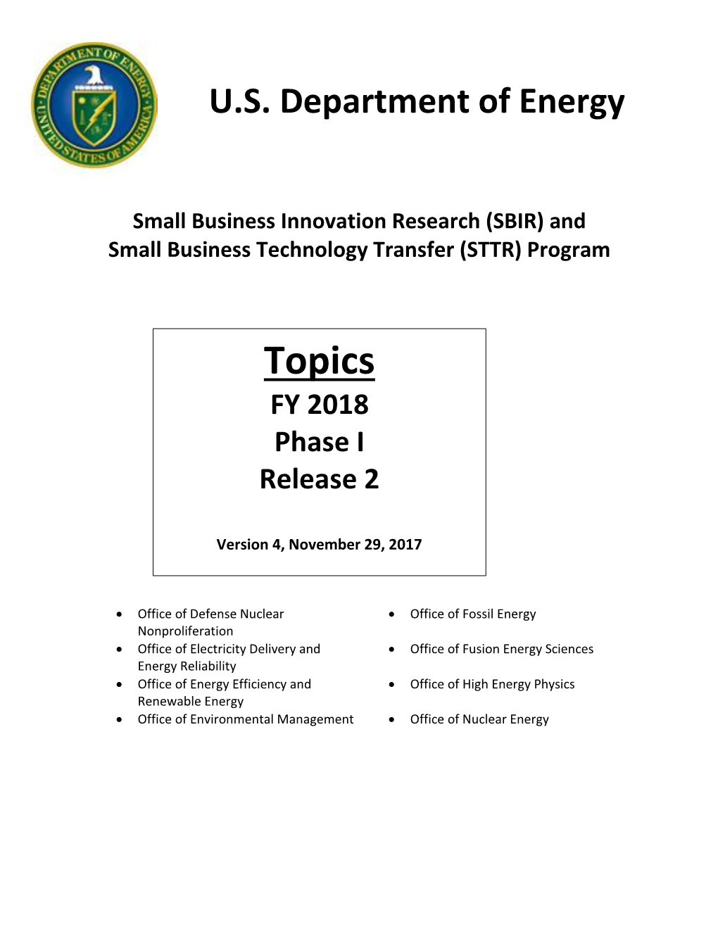 Phase I Release 2 Topics