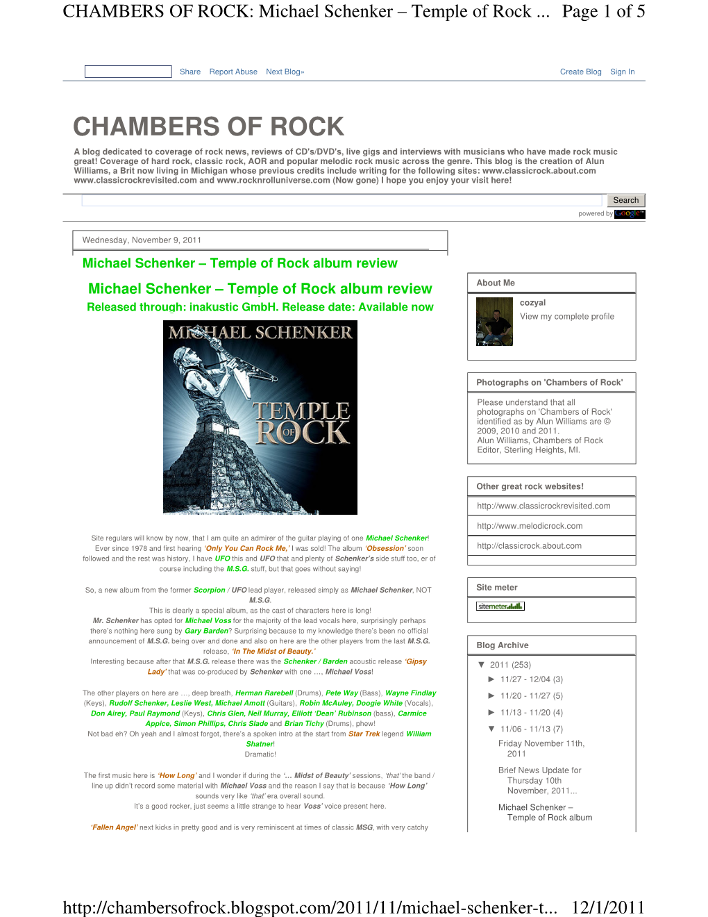 CHAMBERS of ROCK: Michael Schenker – Temple of Rock