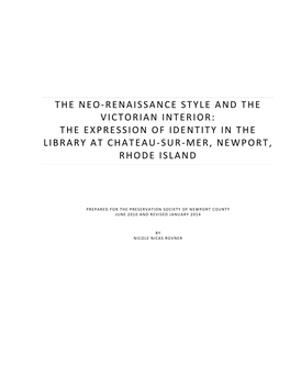 The Neo-‐Renaissance Style and the Victorian Interior