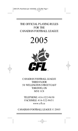 2005 CFL Rule Book.Qxd 4/20/2005 12:55 PM Page 1