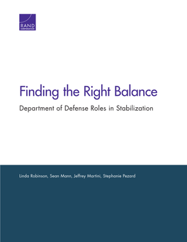 Department of Defense Roles in Stabilization