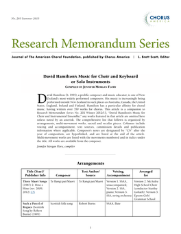 Research Memorandum Series