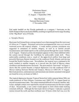 Preliminary Report Hurricane Earl 31 August - 3 September 1998