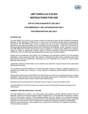 UBI® SARS-Cov-2 ELISA INSTRUCTIONS for USE