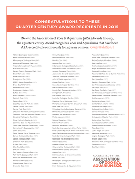 Congratulations to These Quarter Century Award Recipients in 2015