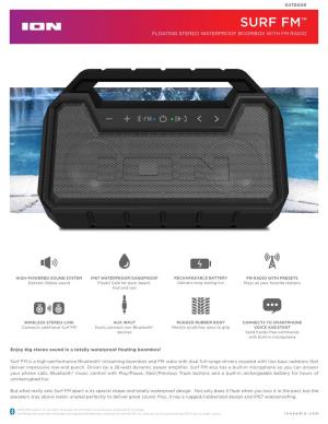 Surf Fm™ Floating Stereo Waterproof Boombox with Fm Radio