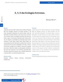 Z, Y, X Das Ecologias Extremas