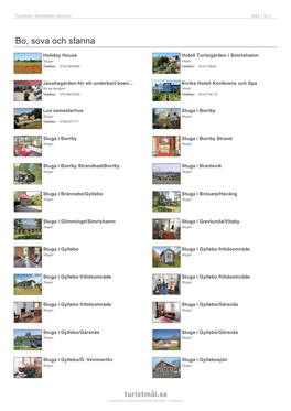 Turistmål I Simrishamn Kommun Sida 1 Av 5