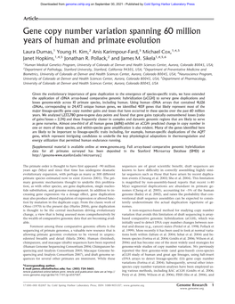 Gene Copy Number Variation Spanning 60 Million Years of Human and Primate Evolution