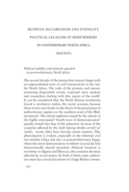 Between Sectarianism and Ethnicity. Political Legalism