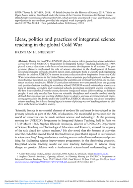 Ideas, Politics and Practices of Integrated Science Teaching in the Global Cold War