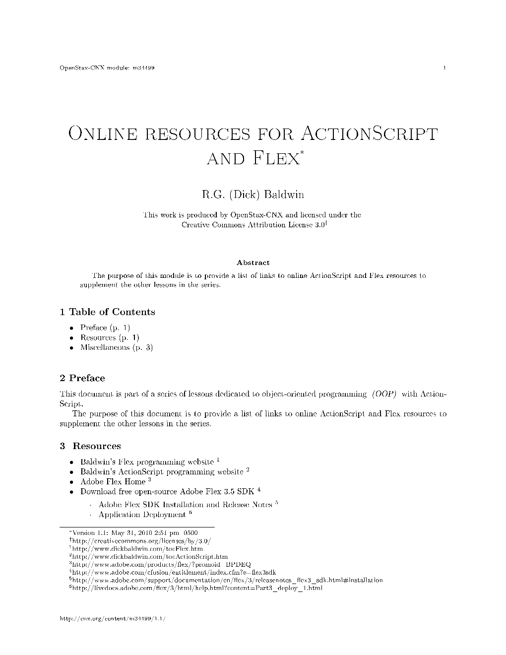 Online Resources for Actionscript and Flex*