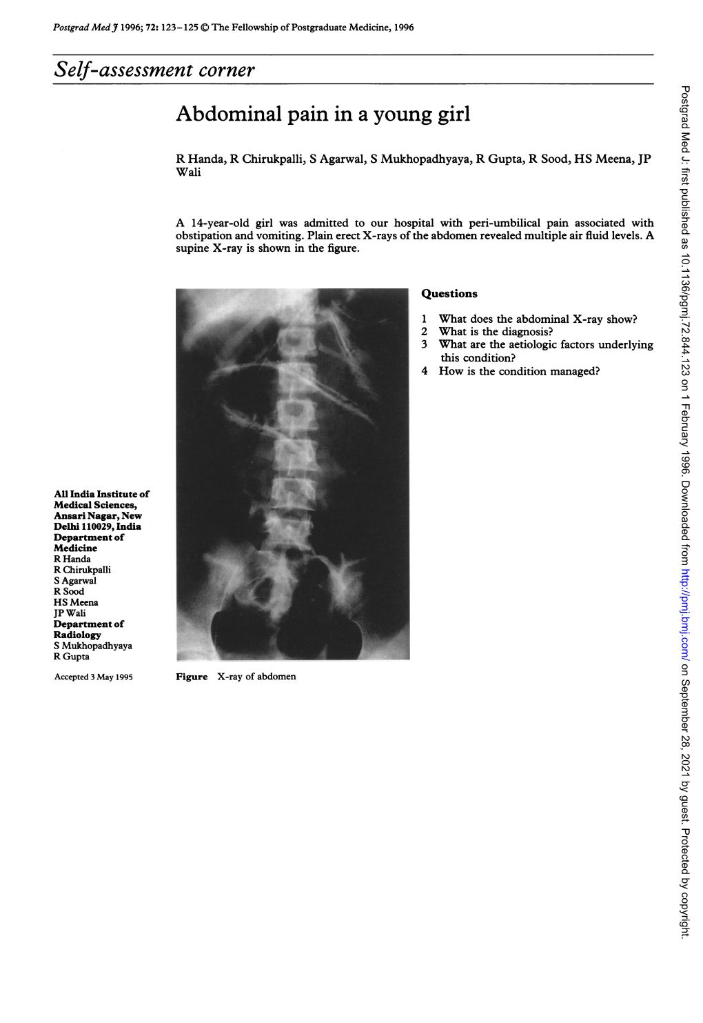 Self-Assessment Corner Abdominal Pain in a Young Girl