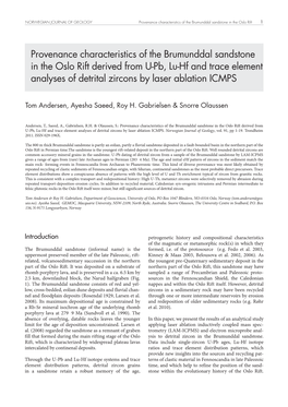 Provenance Characteristics of the Brumunddal Sandstone in the Oslo Rift 1