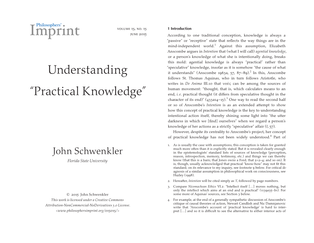 Understanding “Practical Knowledge”