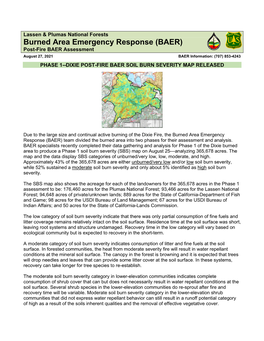 Burned Area Emergency Response (BAER) Post-Fire BAER Assessment