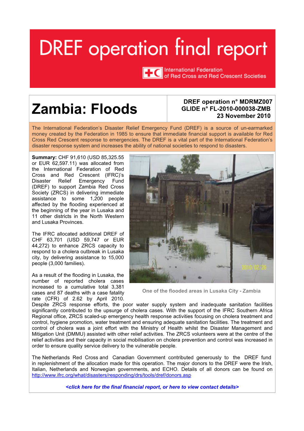 Zambia: Floods 23 November 2010