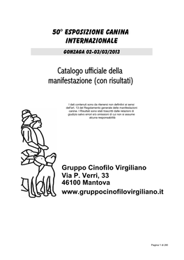 Catalogo Ufficiale Della Manifestazione (Con Risultati)