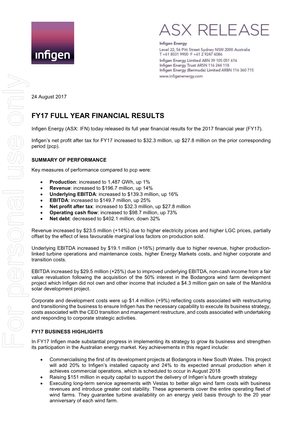 FY17 Financial Results