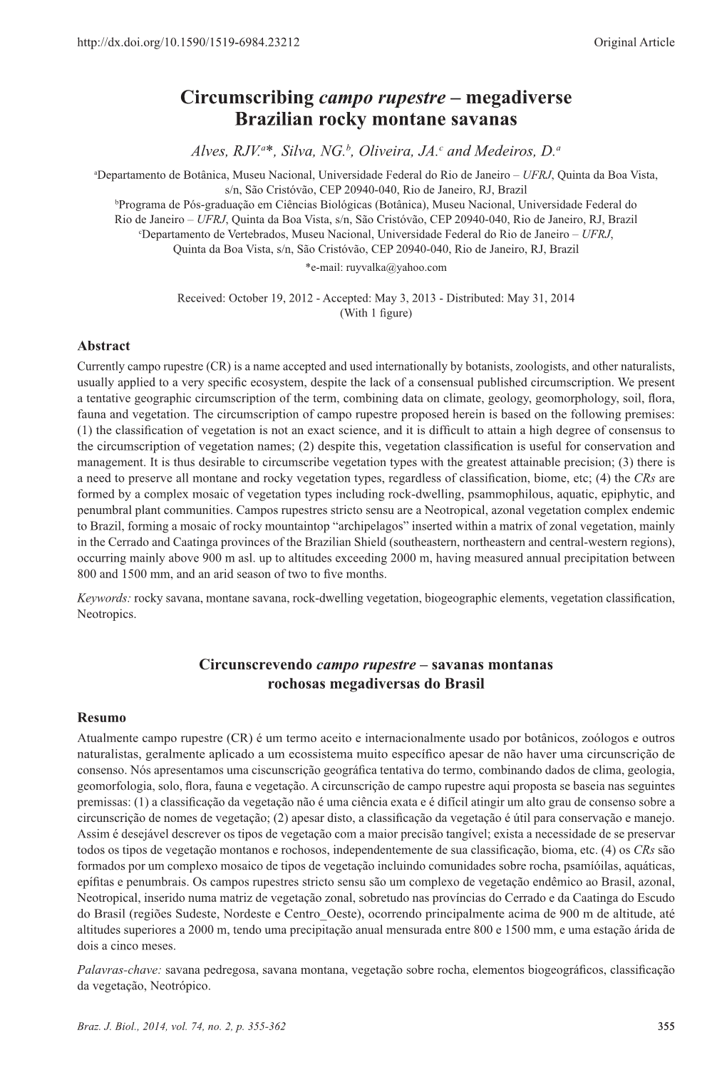 Circumscribing Campo Rupestre – Megadiverse Brazilian Rocky