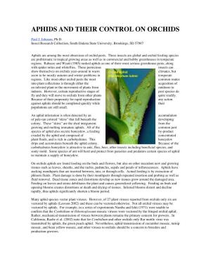 Aphids and Their Control on Orchids