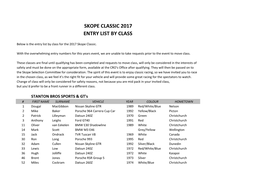 Skope Classic 2017 Entry List by Class