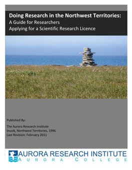 Doing Research in the Northwest Territories: a Guide for Researchers Applying for a Scientific Research Licence