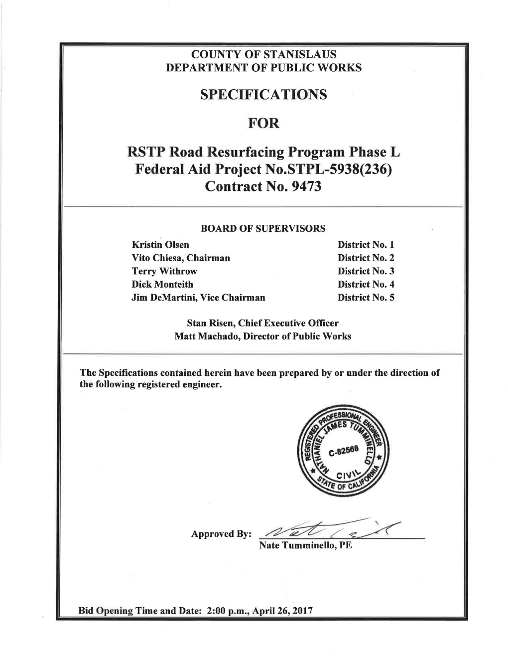 RSTP Road Resurfacing Program Phase L Federal Aid Project No.STPL-5938(236) Contract No