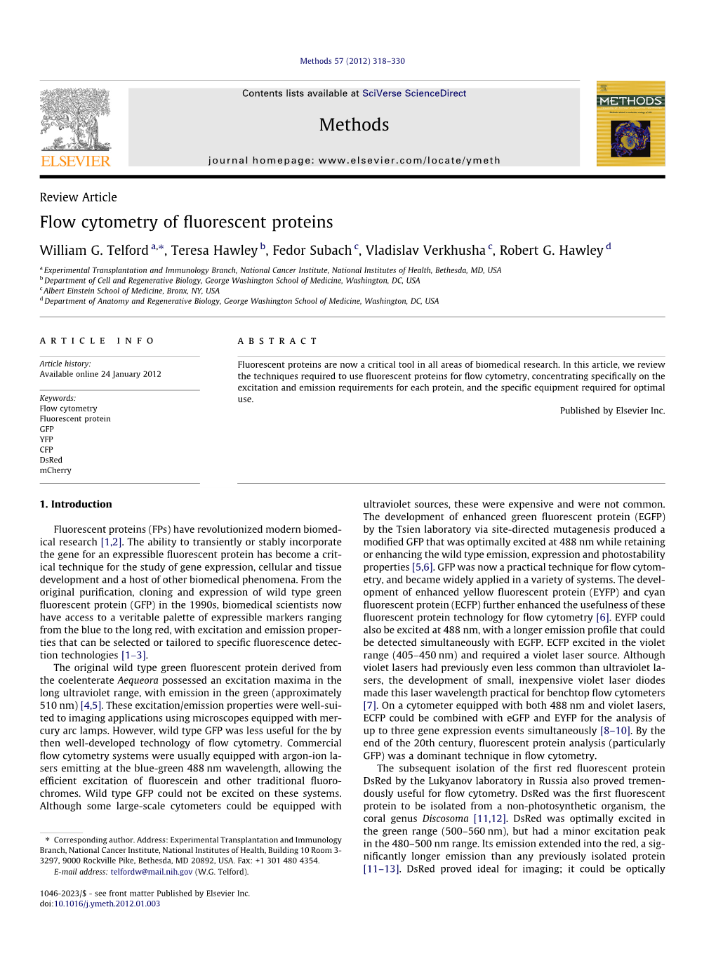 Flow Cytometry of Fluorescent Proteins