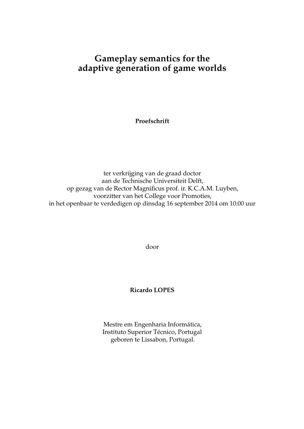 Gameplay Semantics for Adaptive Games