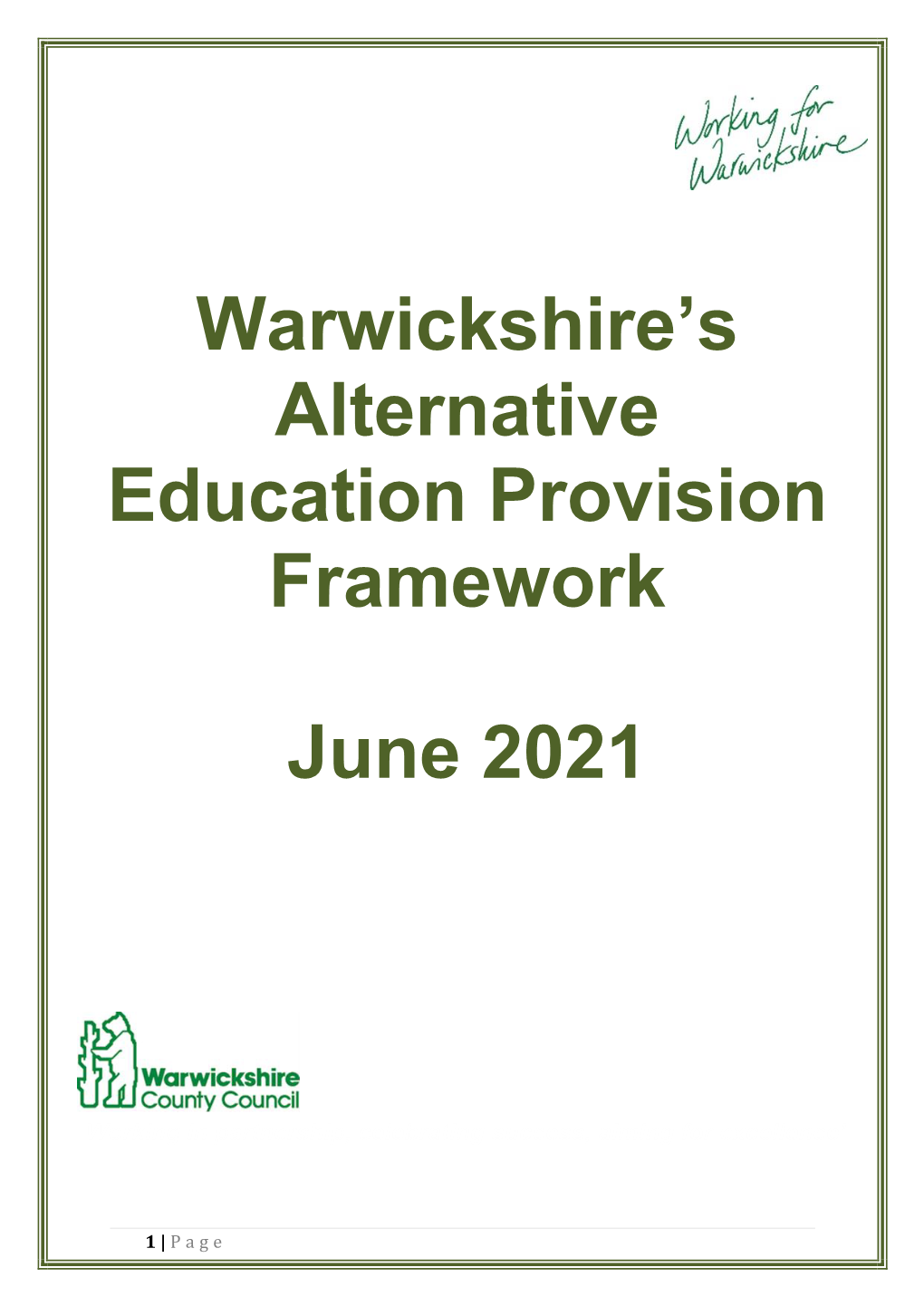 Warwickshire's Alternative Education Provision Framework June 2021