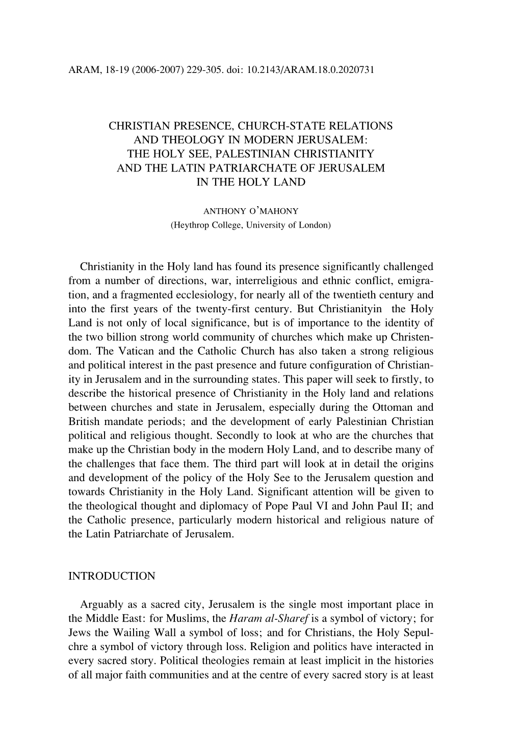 229 Christian Presence, Church-State Relations