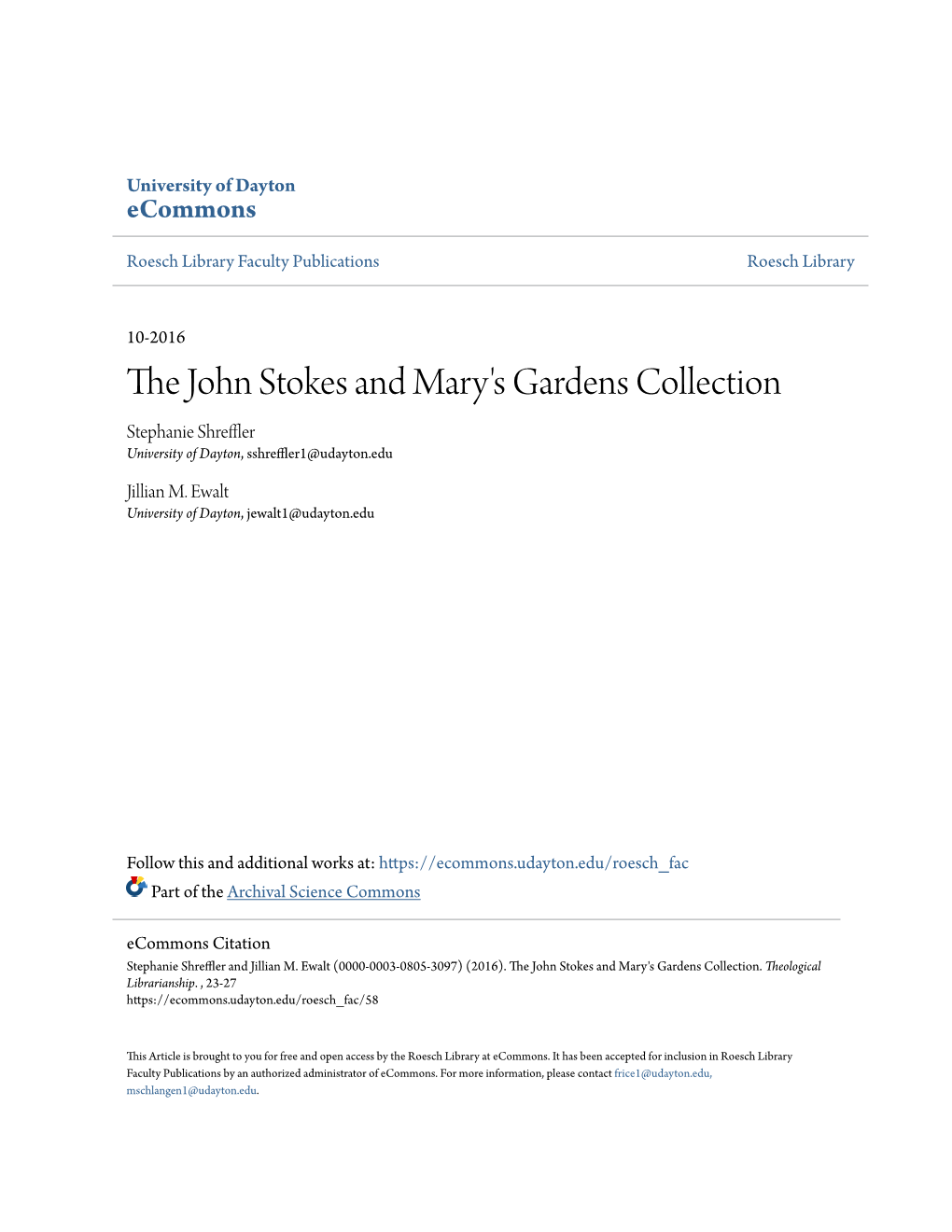 The John Stokes and Mary's Gardens Collection
