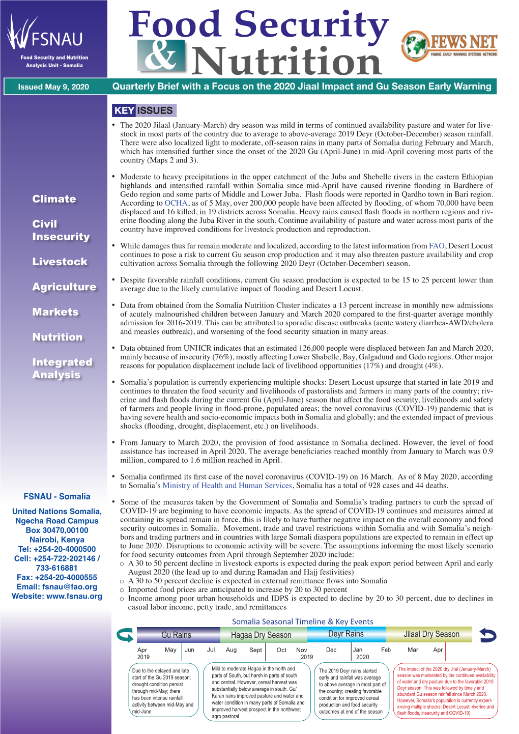 Food Security and Nutrition Quarterly Brief May 2020