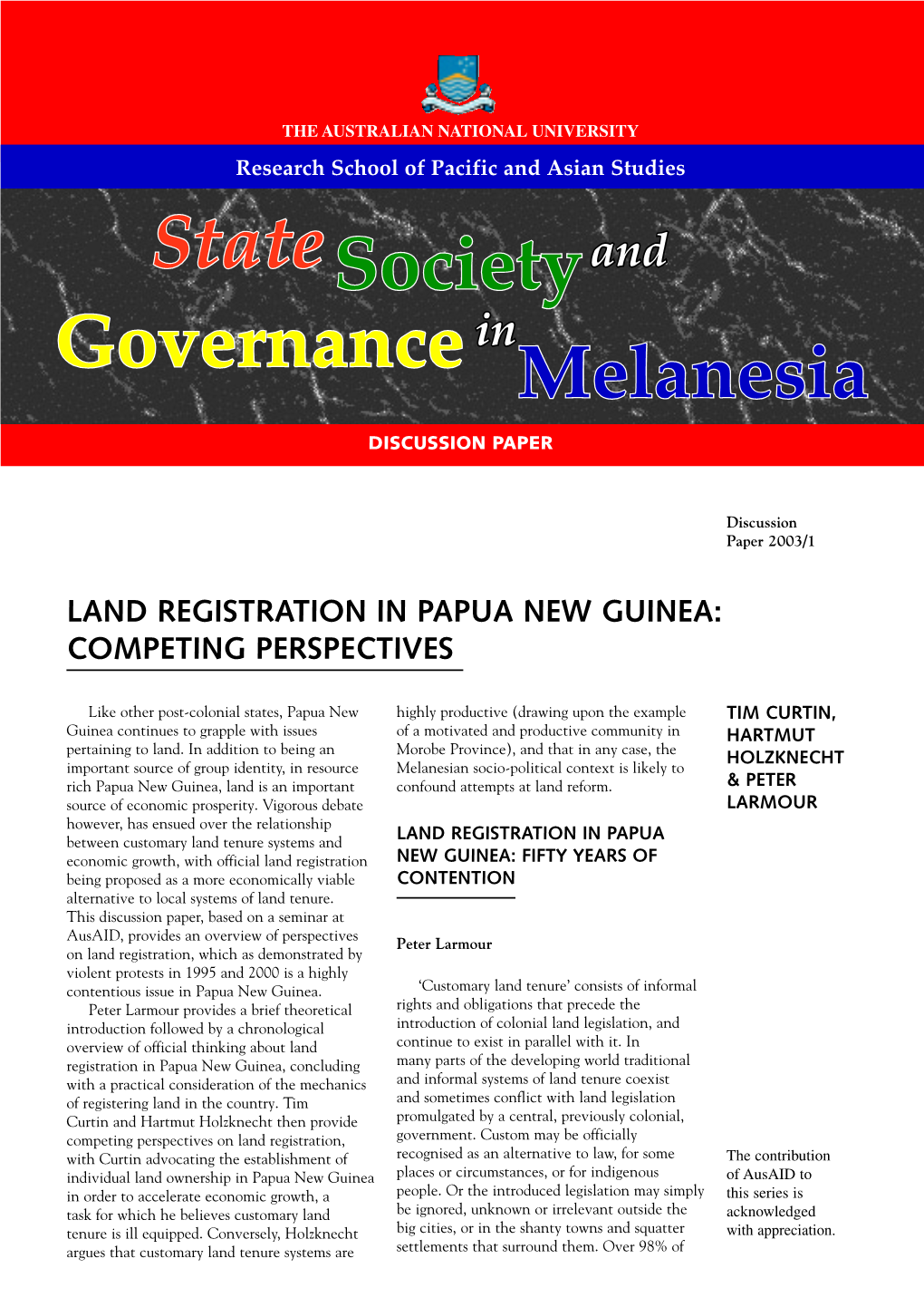 State Societyand Governancein Melanesia