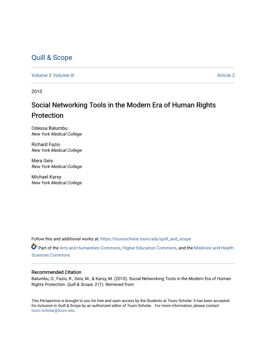 Social Networking Tools in the Modern Era of Human Rights Protection