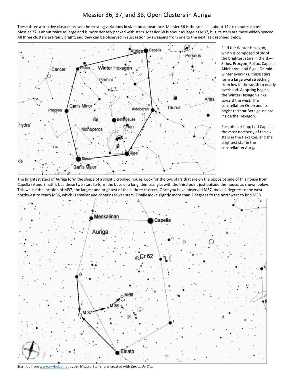 Messier 36, 37, and 38, Open Clusters in Auriga