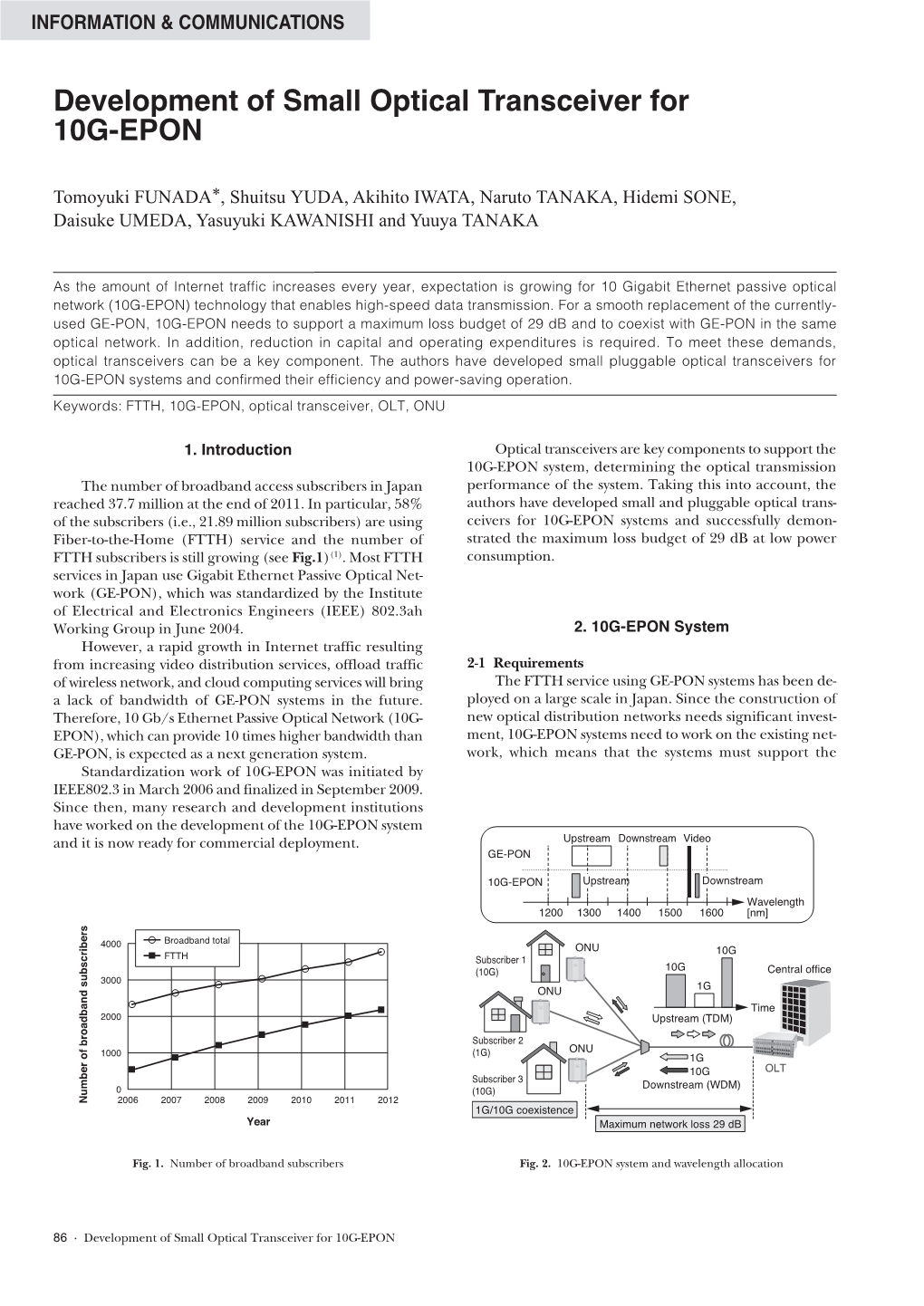 Development of Small Optical Transceiver for 10G-EPON