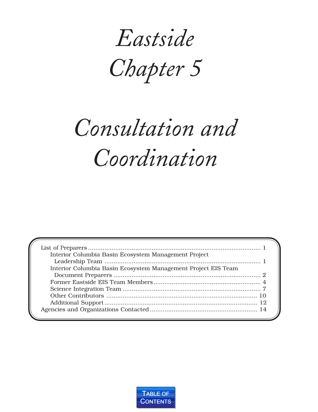 Eastside Chapter 5 Consultation and Coordination