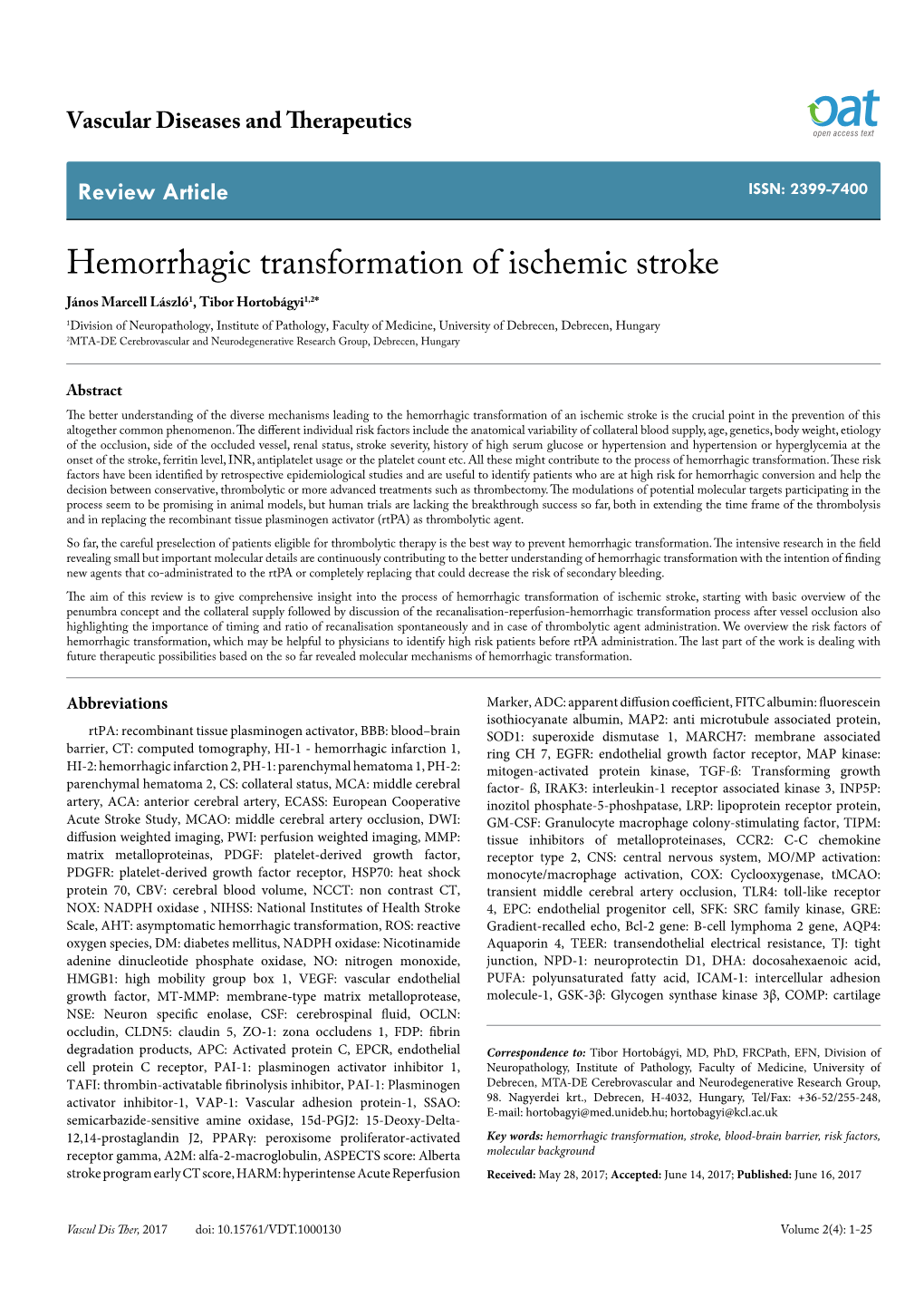 Hemorrhagic Transformation of Ischemic Stroke