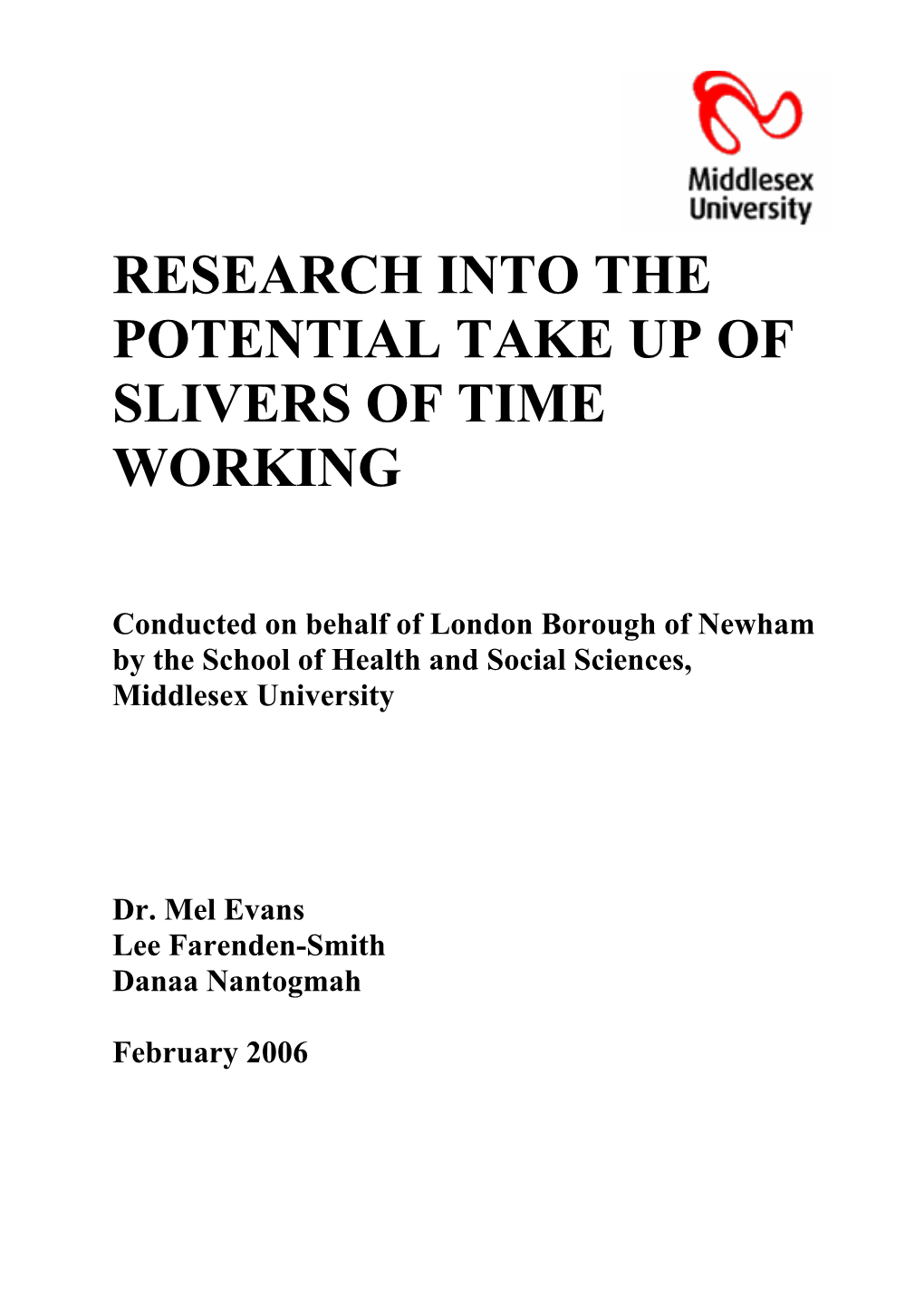 Research Into the Potential Take up of Slivers of Time Working