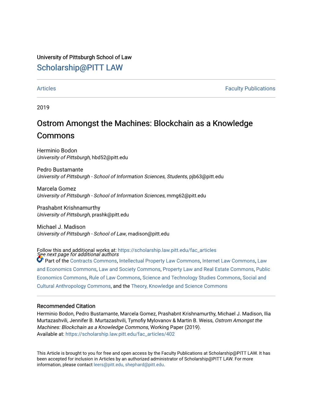 Ostrom Amongst the Machines: Blockchain As a Knowledge Commons