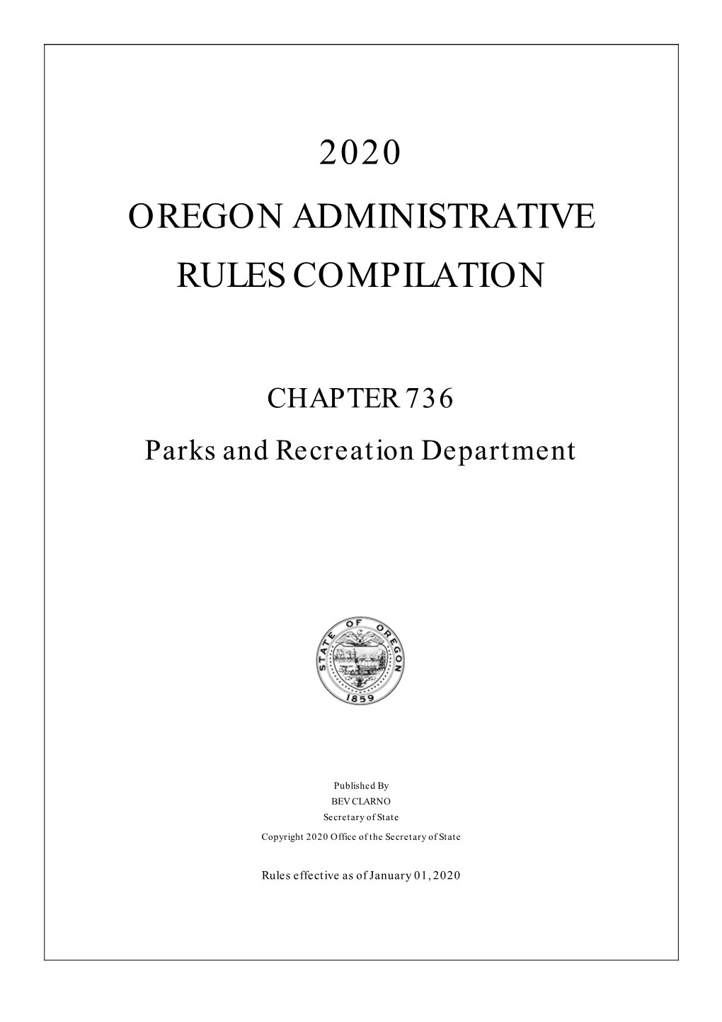 2020 Oregon Administrative Rules Compilation