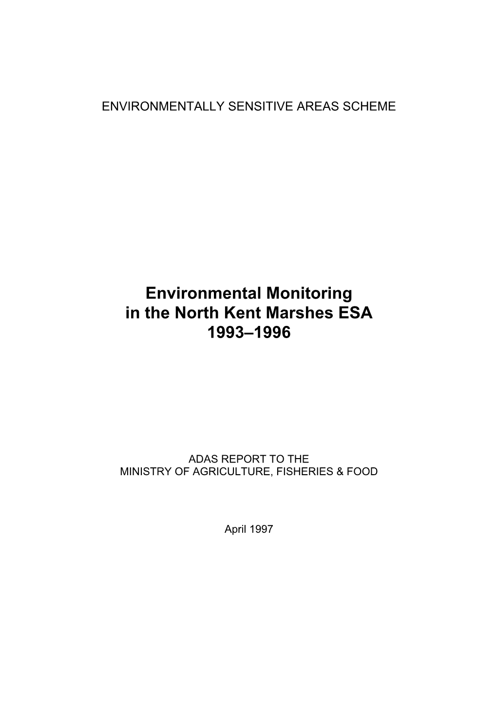 Environmental Monitoring in the North Kent Marshes ESA 1993–1996